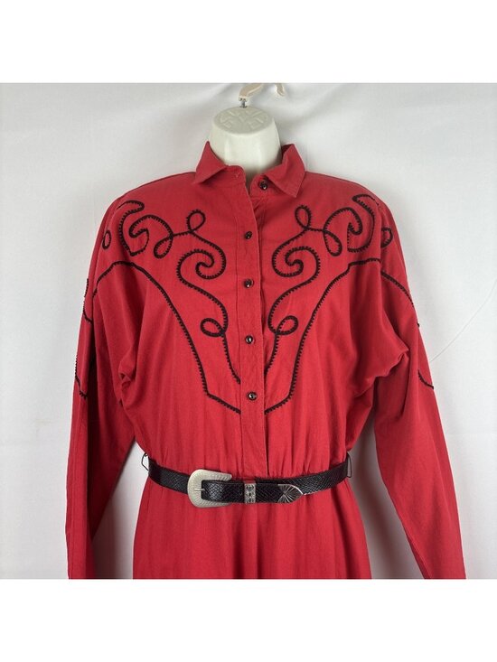 Circle T by Marilyn Lenox Dresses & Skirts - Circle T By Marilyn Lenox USA 9-10 Red Black Accents Western Belt Dance Dress